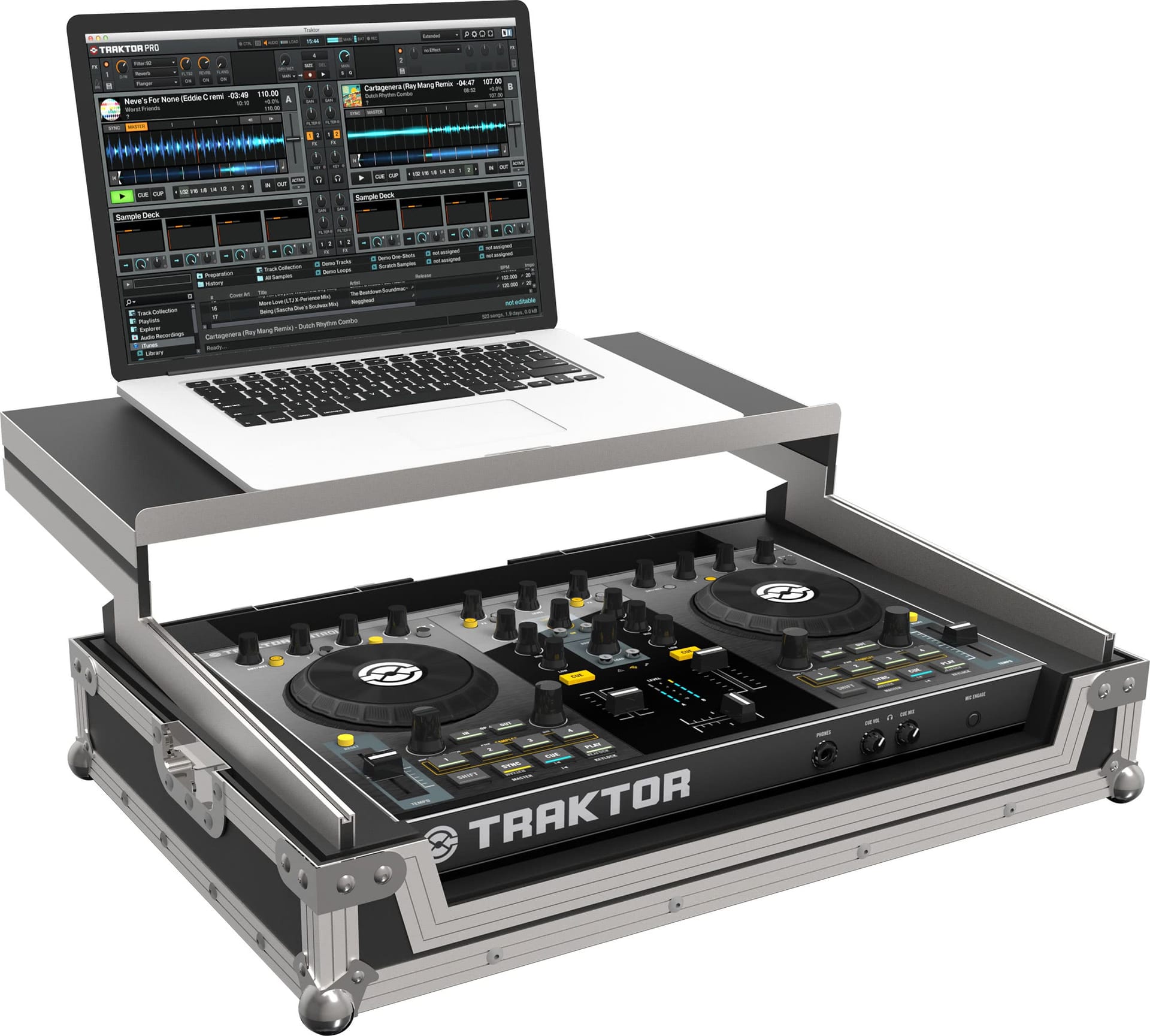 Flightcase PEP FC-S2 negru cu protecții de colț argintii pentru controllerul NI Kontrol S2 MKII