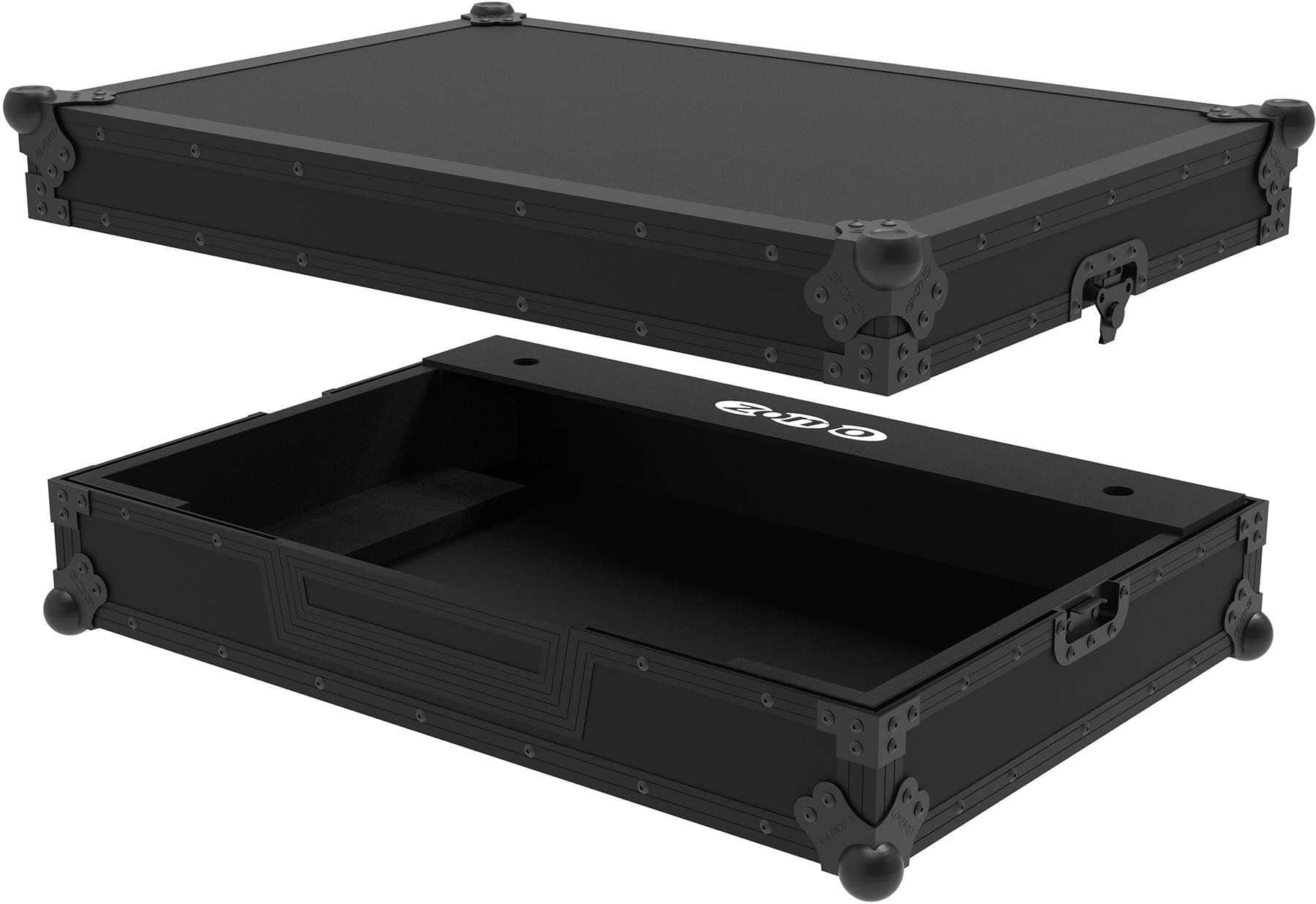 Flightcase NSE negru pentru DDJ-FLX10, vedere din lateral cu mâner și închizători