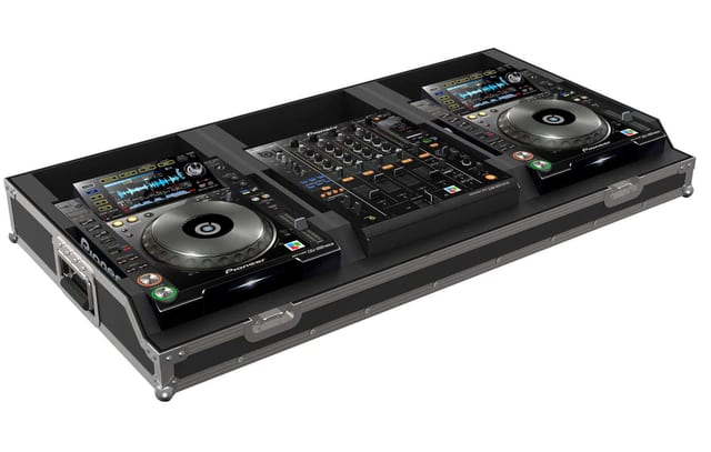 Flightcase PEP FC-NXS2 negru cu protecții de colț argintii pentru 2x CDJ-2000 NXS2 și DJM-900 NXS2