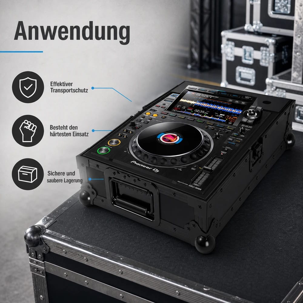 Flightcase Zomo P-CDJ-3000 NSE cu un Pioneer CDJ-3000 în interior