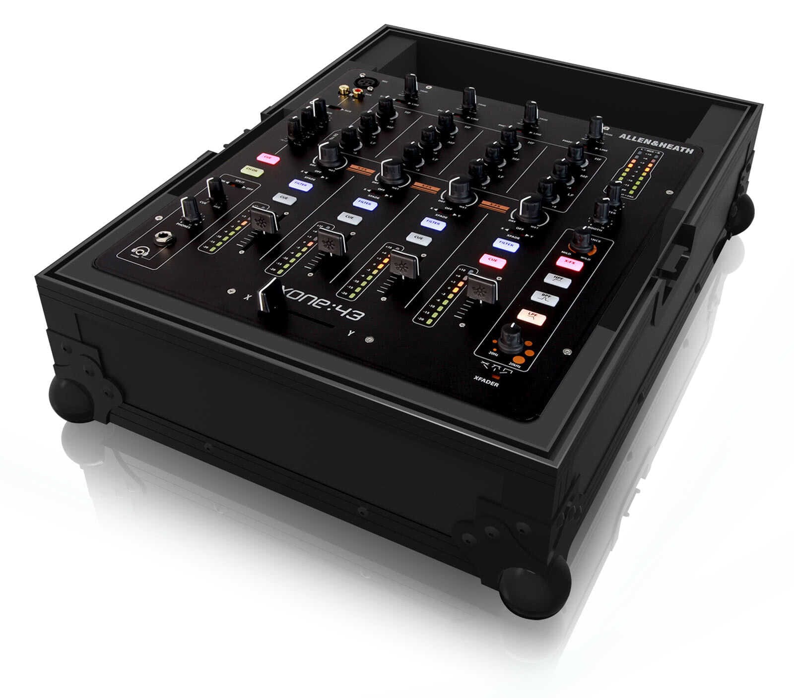Zomo Flightcase Xone43 NSE negru, cu profile din aluminiu și închizători tip fluture, vedere frontală