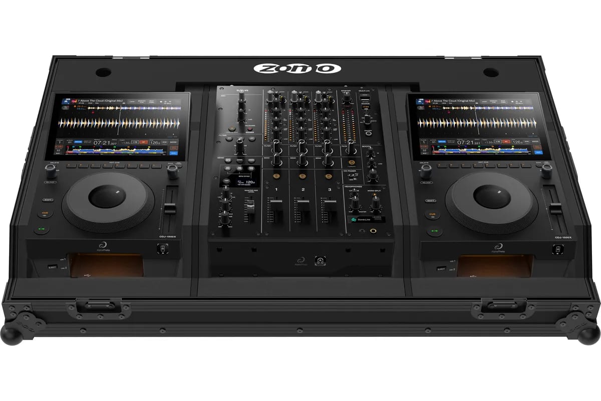 Zomo Flightcase Set-15V5 NSE negru, vedere generală a flightcase-ului pentru set DJ