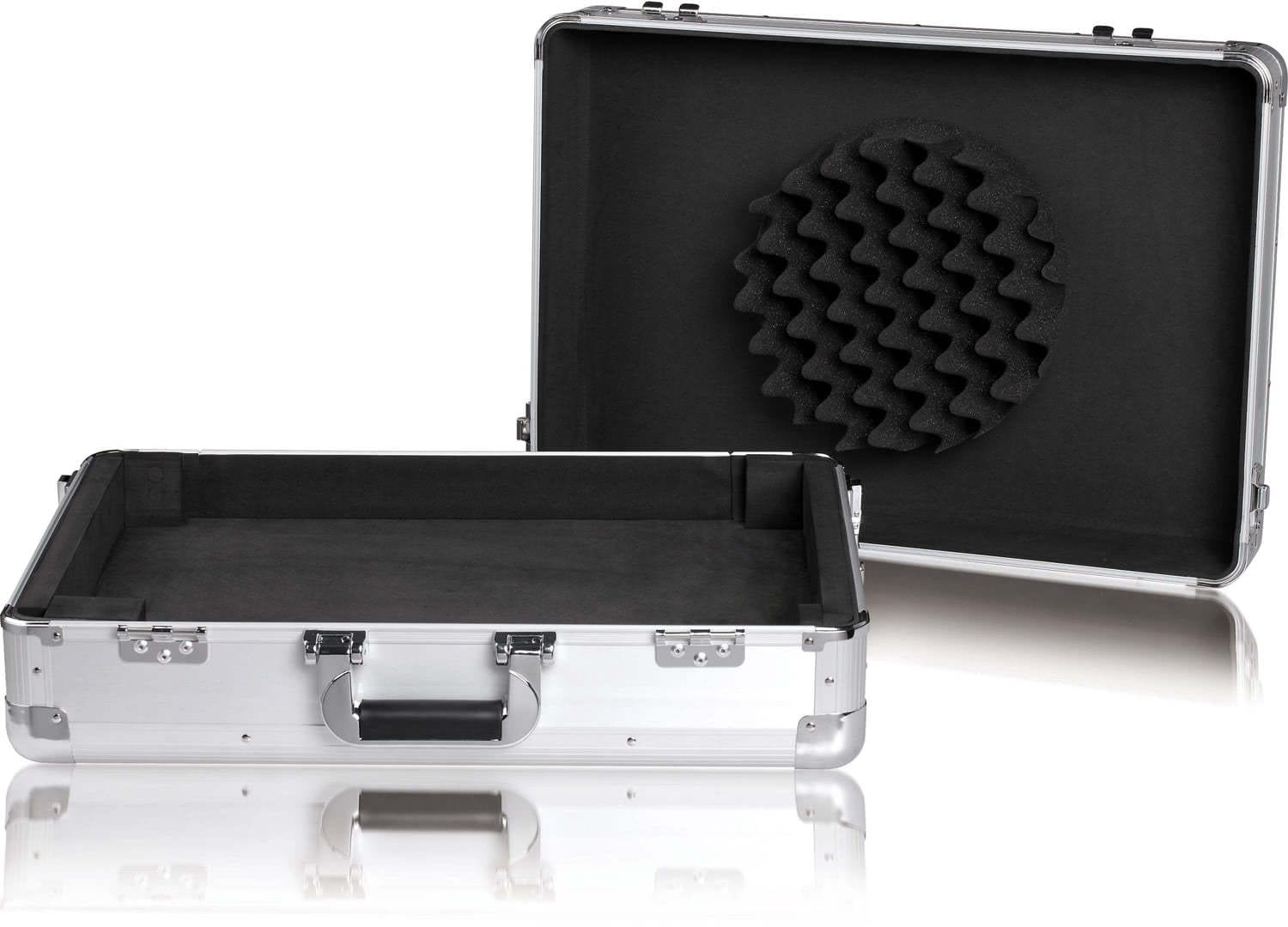 Flightcase Zomo MFC-S4 argintiu văzut din lateral, detaliu de construcție