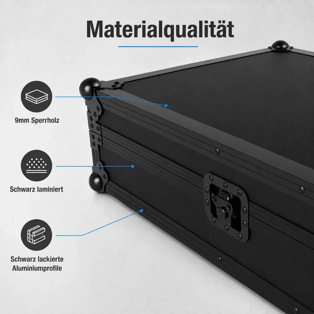 Flightcase CDJ-Tour1 NSE cu fața demontată, conexiuni accesibile