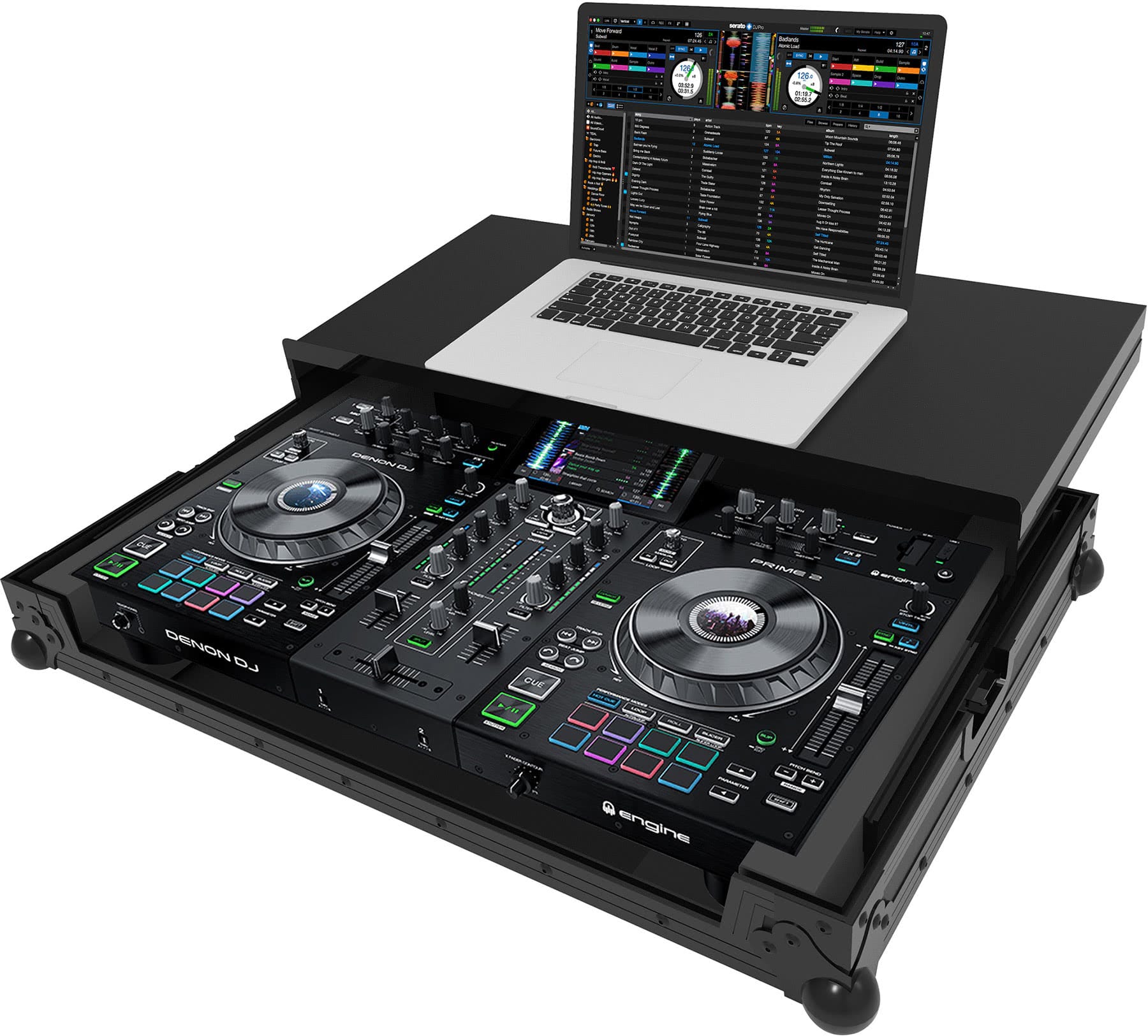 Zomo Flightcase D-Prime-2 Plus NSE negru pentru Denon DJ Prime 2, vedere de ansamblu