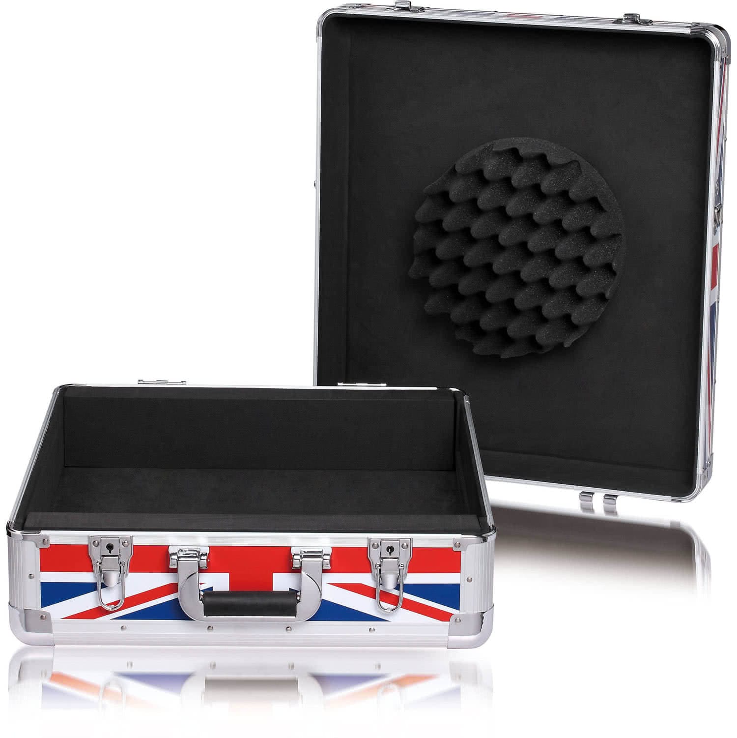 Zomo Flightcase DJM-2000 UK-Flag, vedere din unghi, cu finisajul grafic