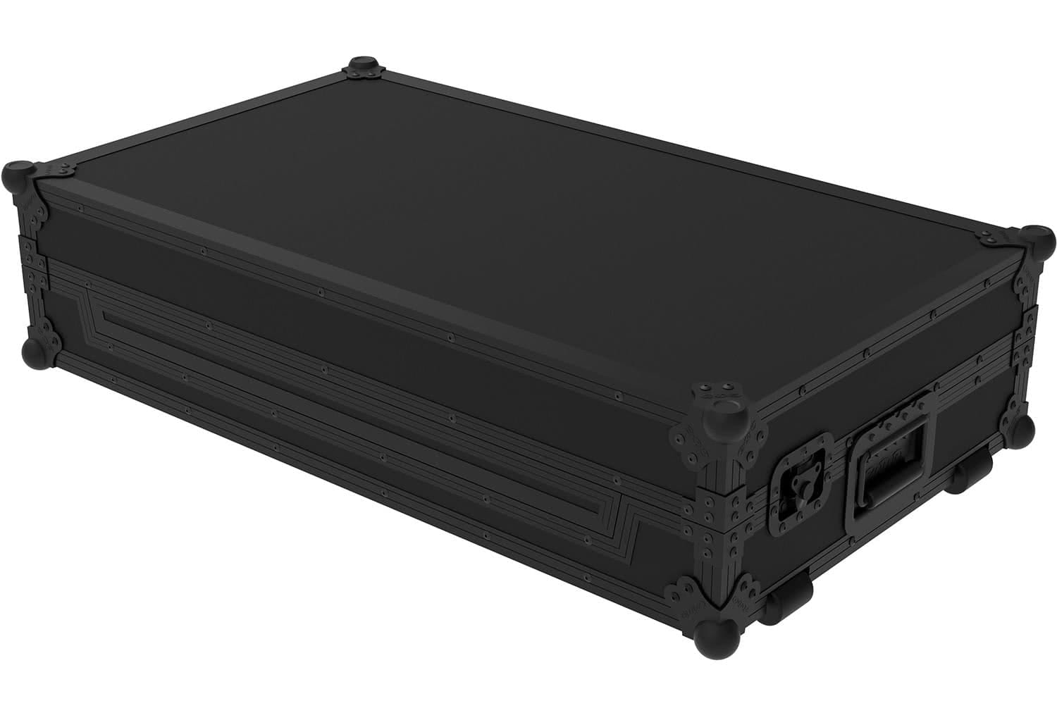 Detaliu al profilelor din aluminiu și al protecțiilor de colț ale flightcase-ului Zomo