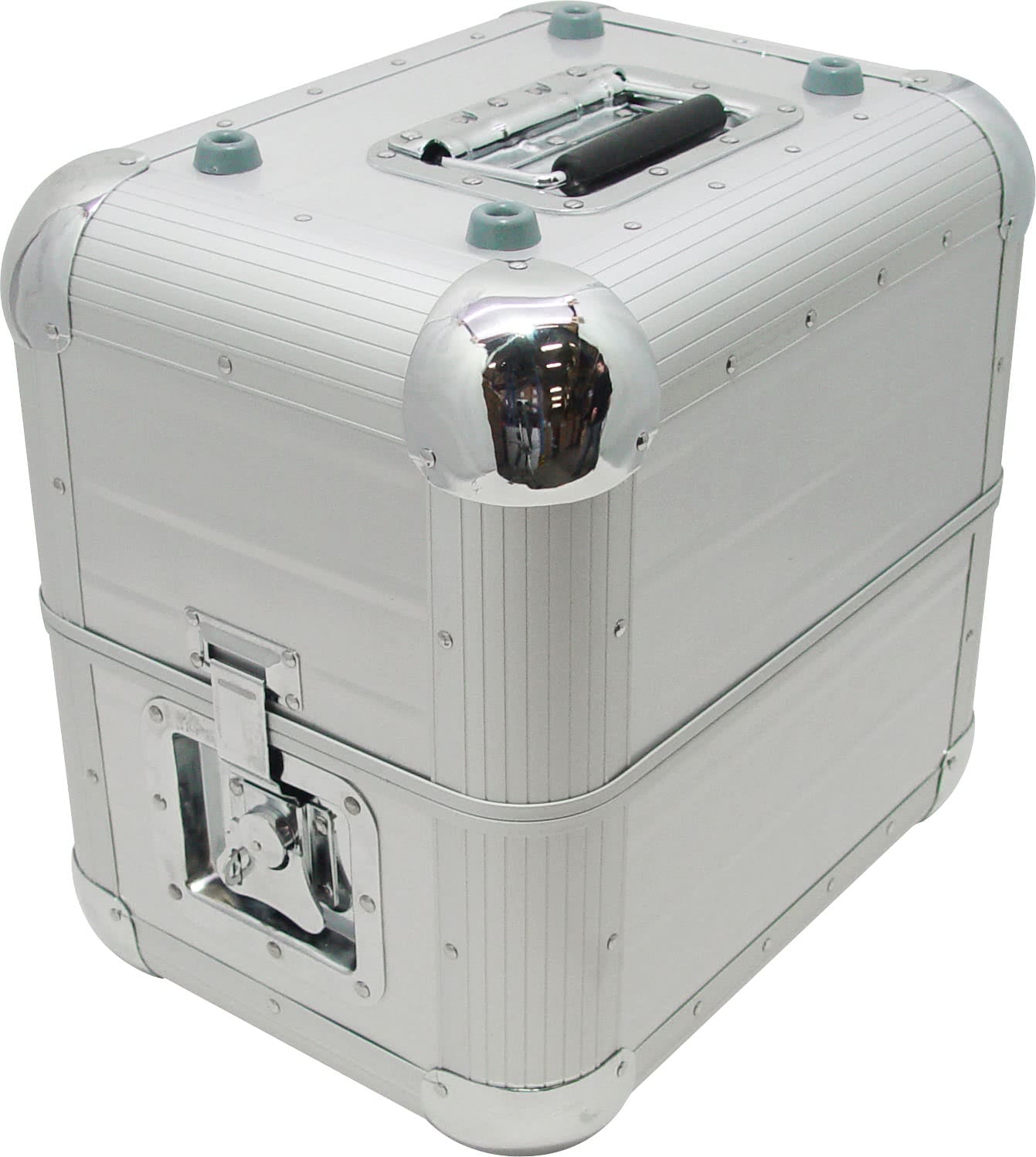 Zomo Recordcase MP-80 XT argintiu, vedere frontală a flightcase-ului pentru viniluri