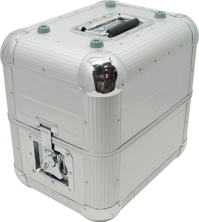Zomo Recordcase MP-80 XT argintiu, vedere frontală a flightcase-ului pentru viniluri