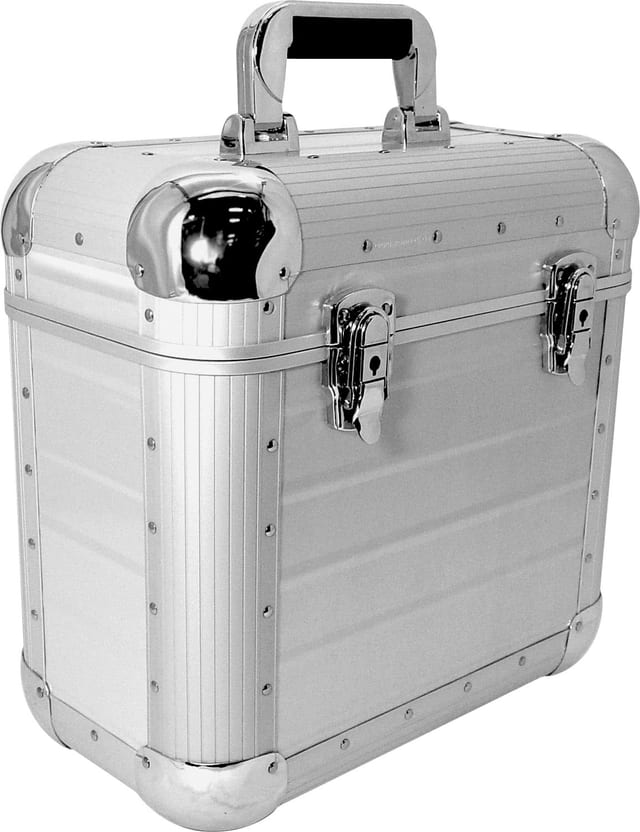 Flightcase Zomo Recordcase RP-50 XT în finisaj argintiu pentru viniluri