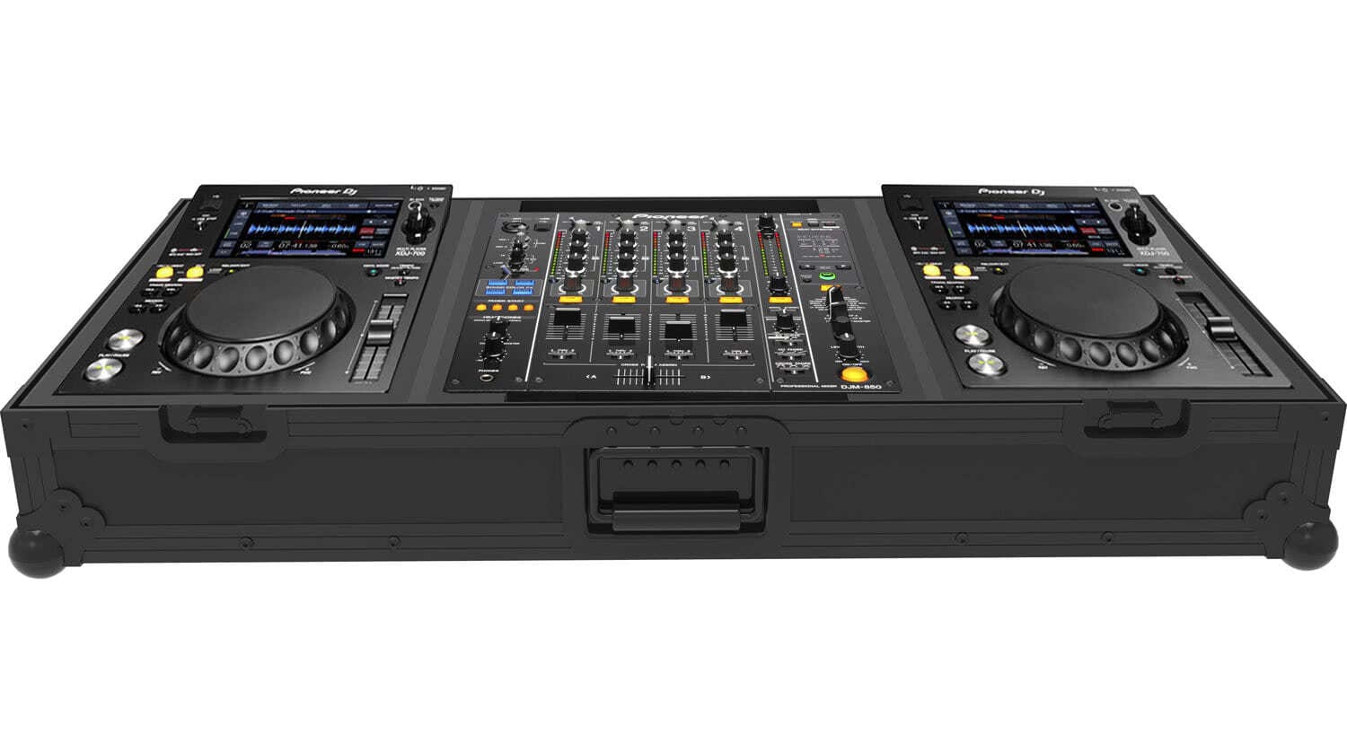 Zomo Flightcase Set-700 NSE negru, vedere generală a carcasei pentru 2x XDJ 700 și mixer de 12"