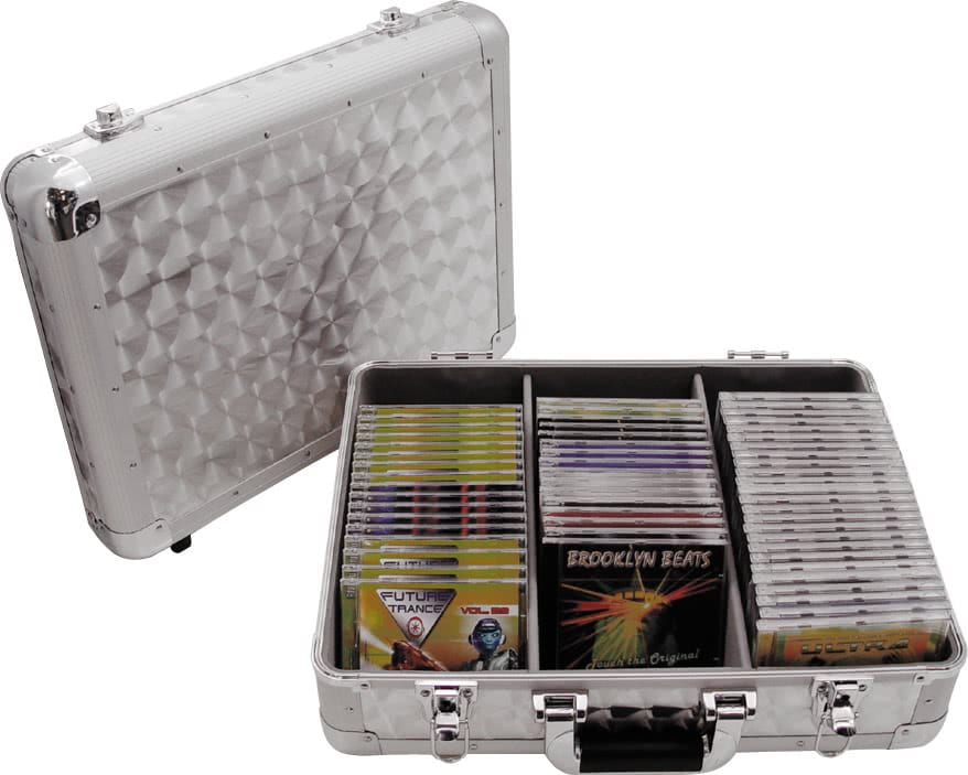 Flightcase argintiu Zomo pentru CD player, vedere deschisă