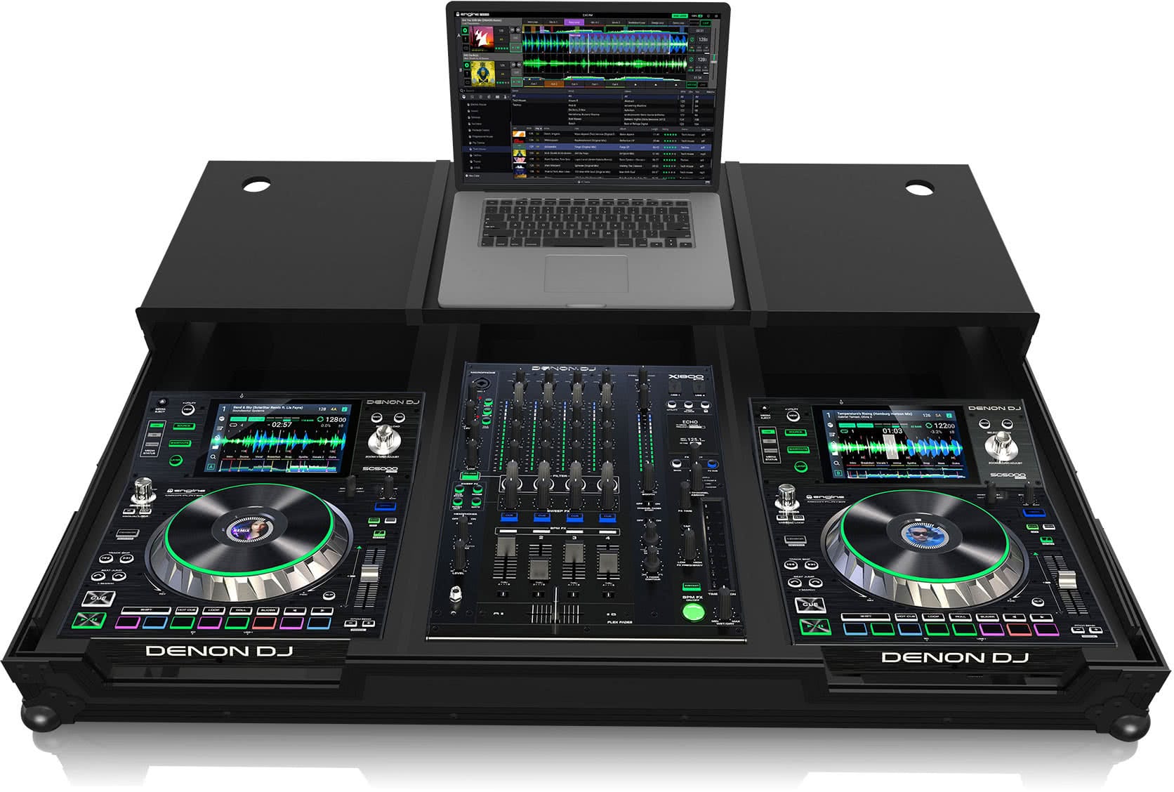 Zomo Flightcase SCX-1800 Plus NSE negru pentru Denon Prime Series, cu închizători tip fluture și mâner