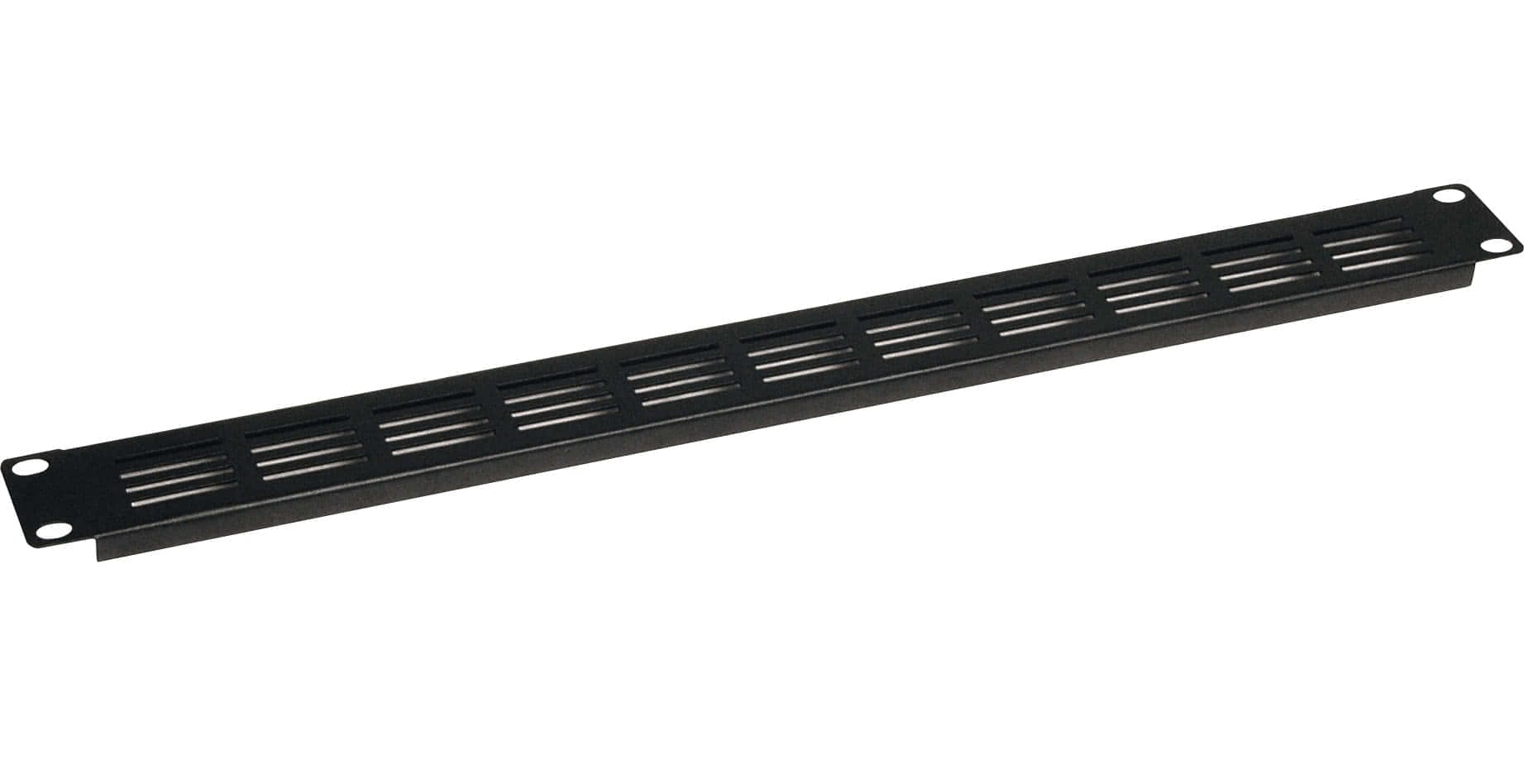 Panou rack negru Zomo HX-1 de 1U cu fante de ventilație, vedere frontală