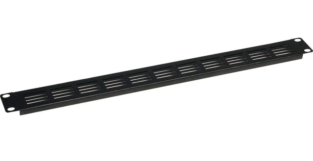 Panou rack negru Zomo HX-1 de 1U cu fante de ventilație, vedere frontală