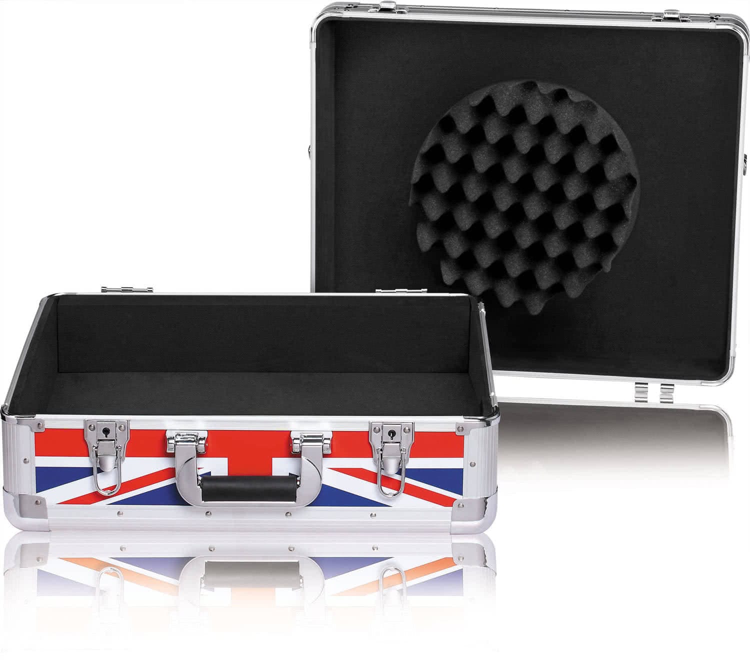 Zomo Flightcase CDJ-13 XT cu finisaj UK-Flag, vedere din unghi lateral